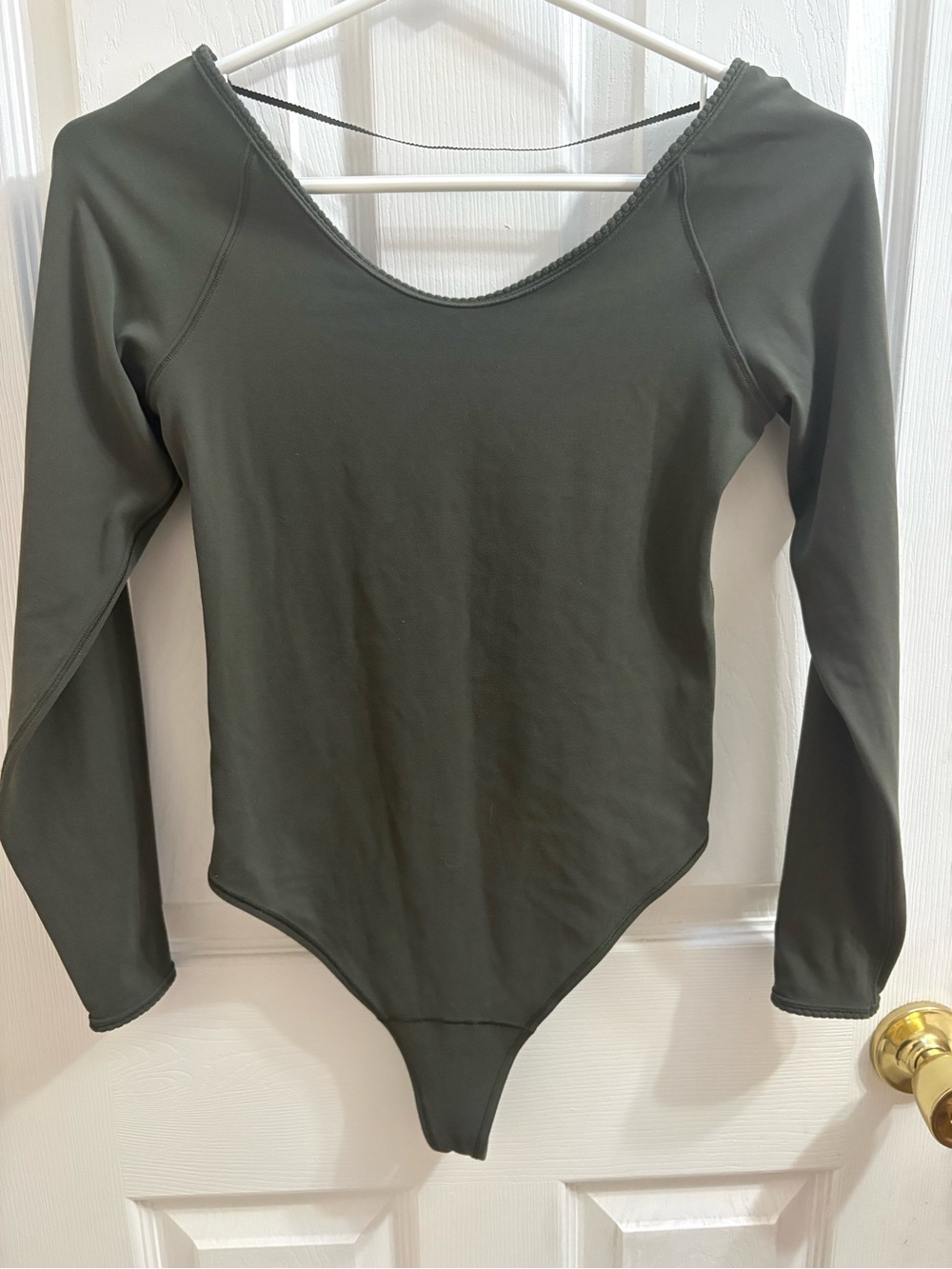 lululemon athletica Olive Green Long-Sleeve Scoop-Neck Bodysuit